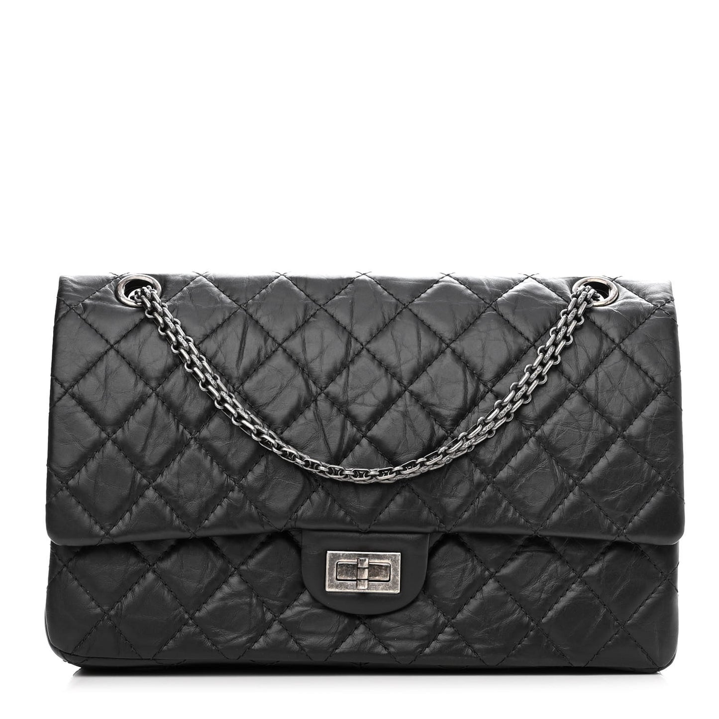 Aged Calfskin Quilted 2.55 Reissue 226 Flap Black