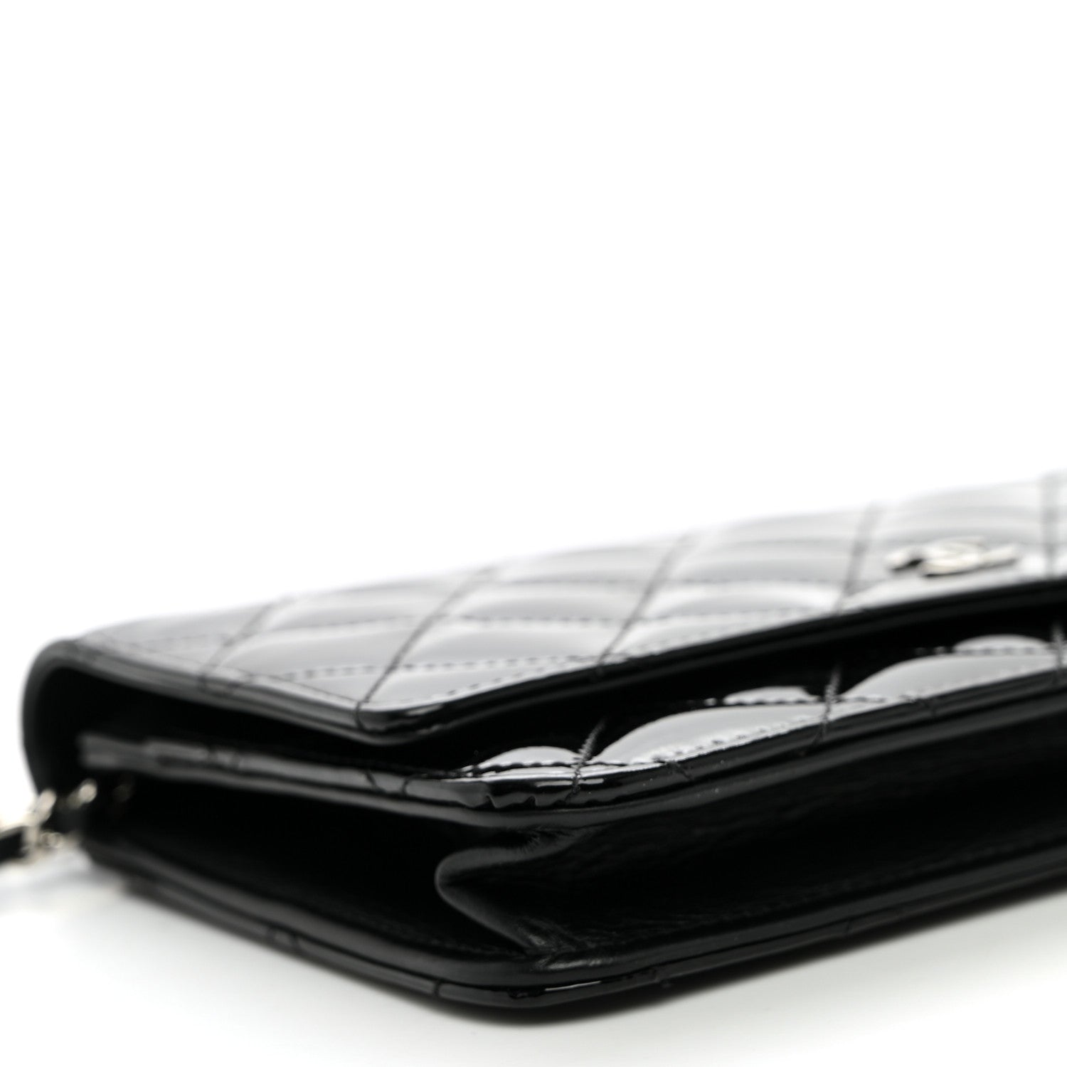 Chanel Patent Quilted Wallet On Chain WOC Black 10 of 11