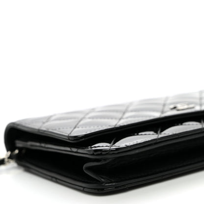 Chanel Patent Quilted Wallet On Chain WOC Black 10 of 11