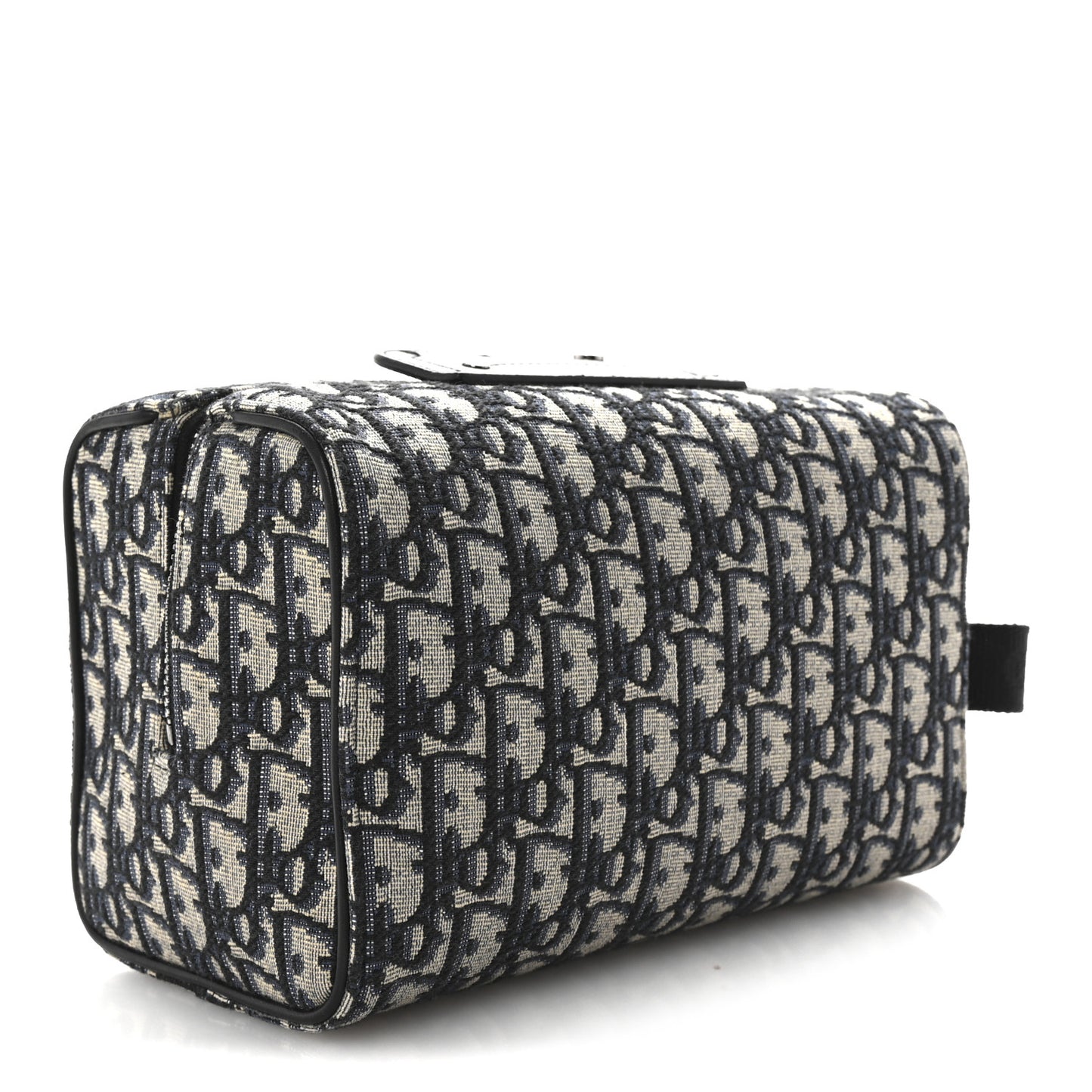 Oblique Jacquard Grained Calfskin Lingot Toiletry Case Blue Black