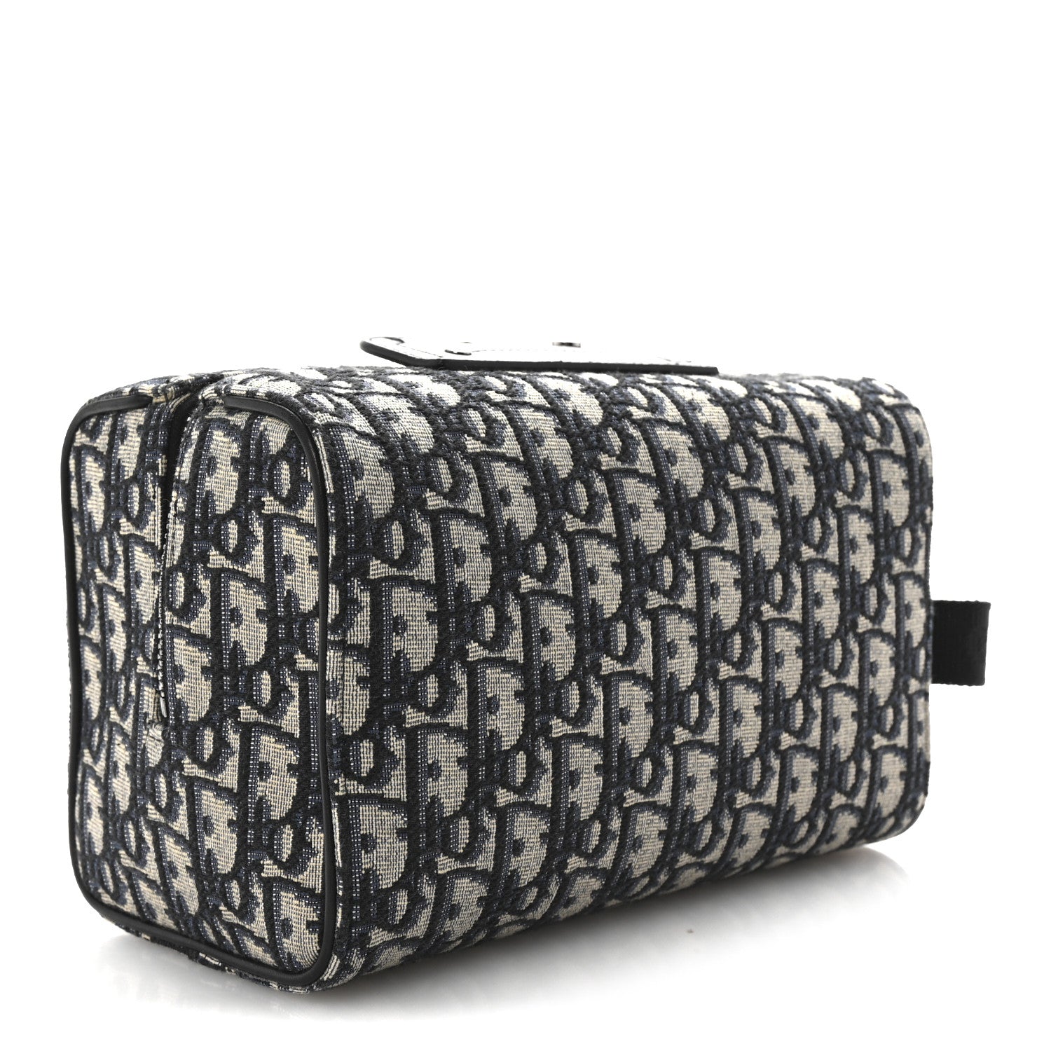 Christian Dior Oblique Jacquard Grained Calfskin Lingot Toiletry Case Blue Black 3 of 7