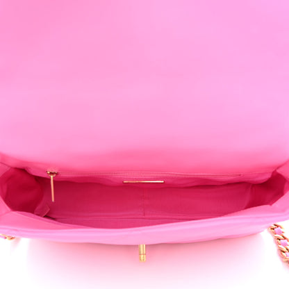 Chanel Lambskin Quilted Large Chanel 19 Flap Neon Pink 5 of 10