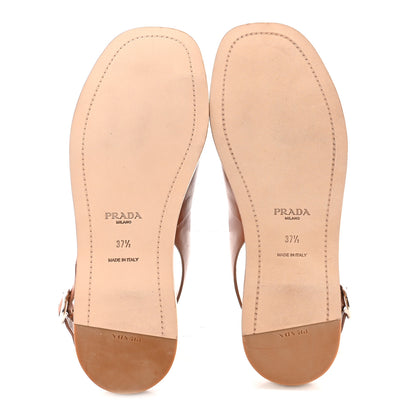 Prada Natural Calfskin Crystal Slingback Sandals 37.5 Brandy 6 of 9