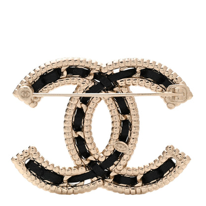 Chanel Lambskin Crystal CC Chain Brooch Black Gold 3 of 5