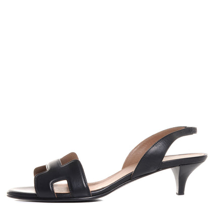 Hermes Calfskin Ottomane Slingback Sandals 37 Black 1 of 5
