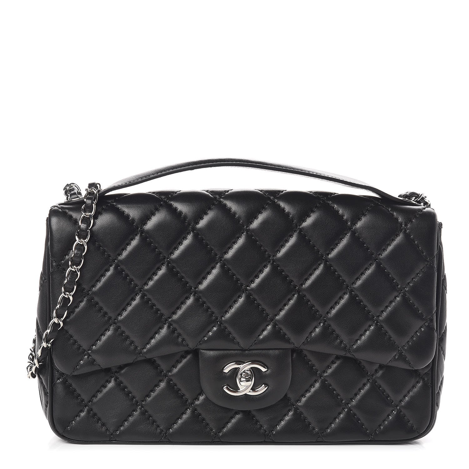 Chanel Lambskin Quilted Jumbo Easy Carry Flap Black 1 of 13
