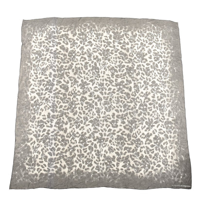 Alexander McQueen Silk Chiffon Leopard Skull Scarf Grey Ivory 1 of 3