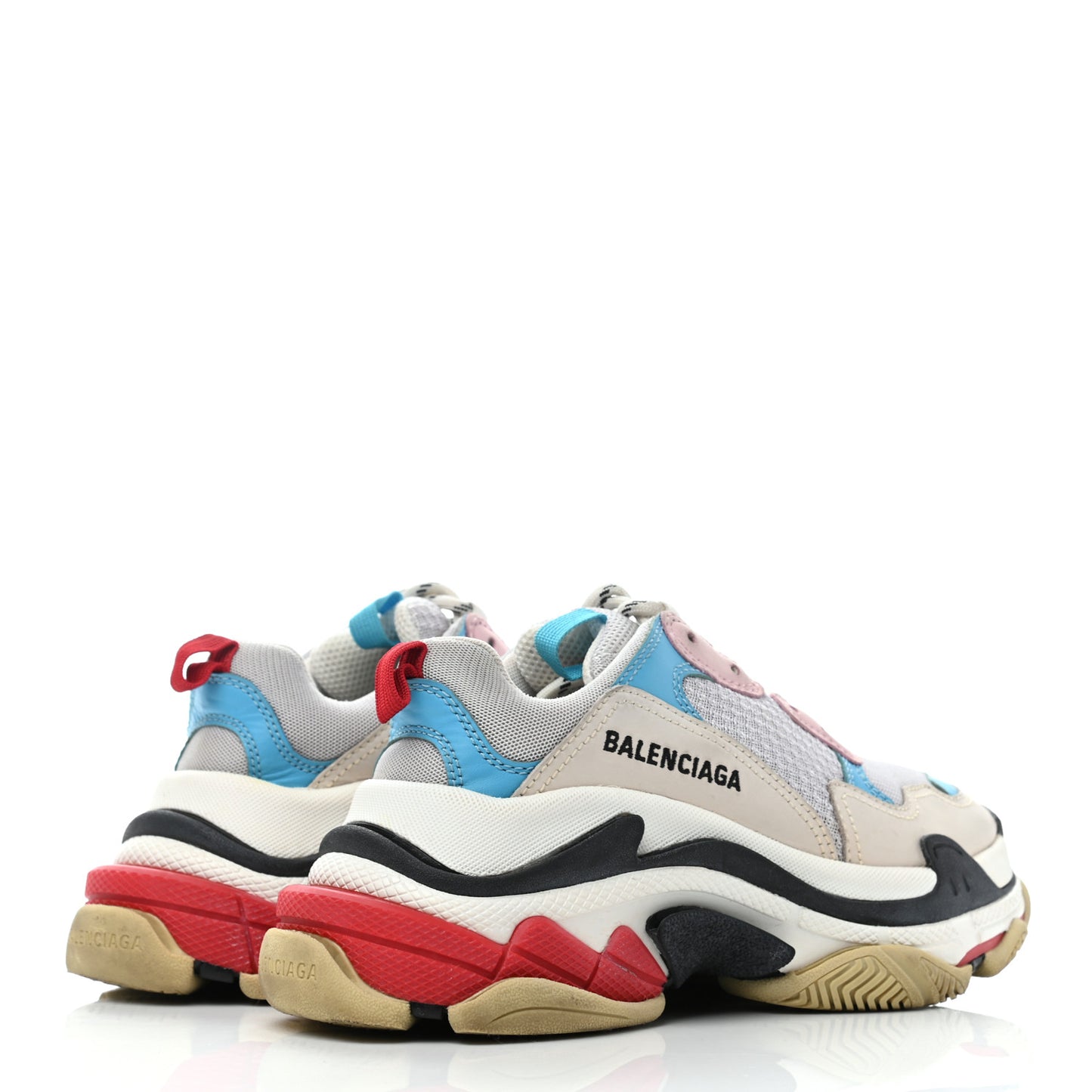 Fabric Mesh Womens Triple S Sneakers 36 White Blue Pink