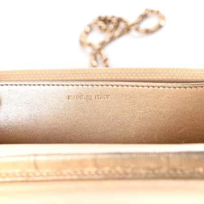 Chanel Satin Diamond Stitch Wallet On Chain WOC Black Gold 9 of 12