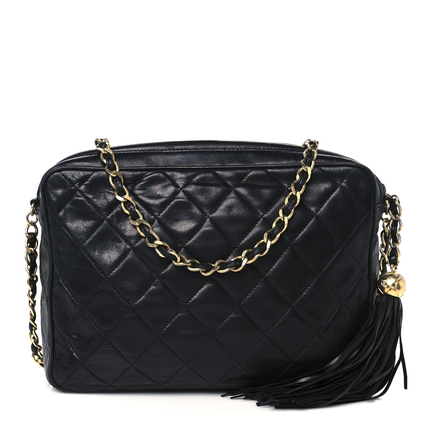 Chanel Lambskin Quilted CC Tassel Camera Case Black 1 of 12