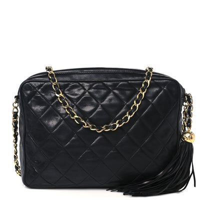 Chanel Lambskin Quilted CC Tassel Camera Case Black 1 of 12
