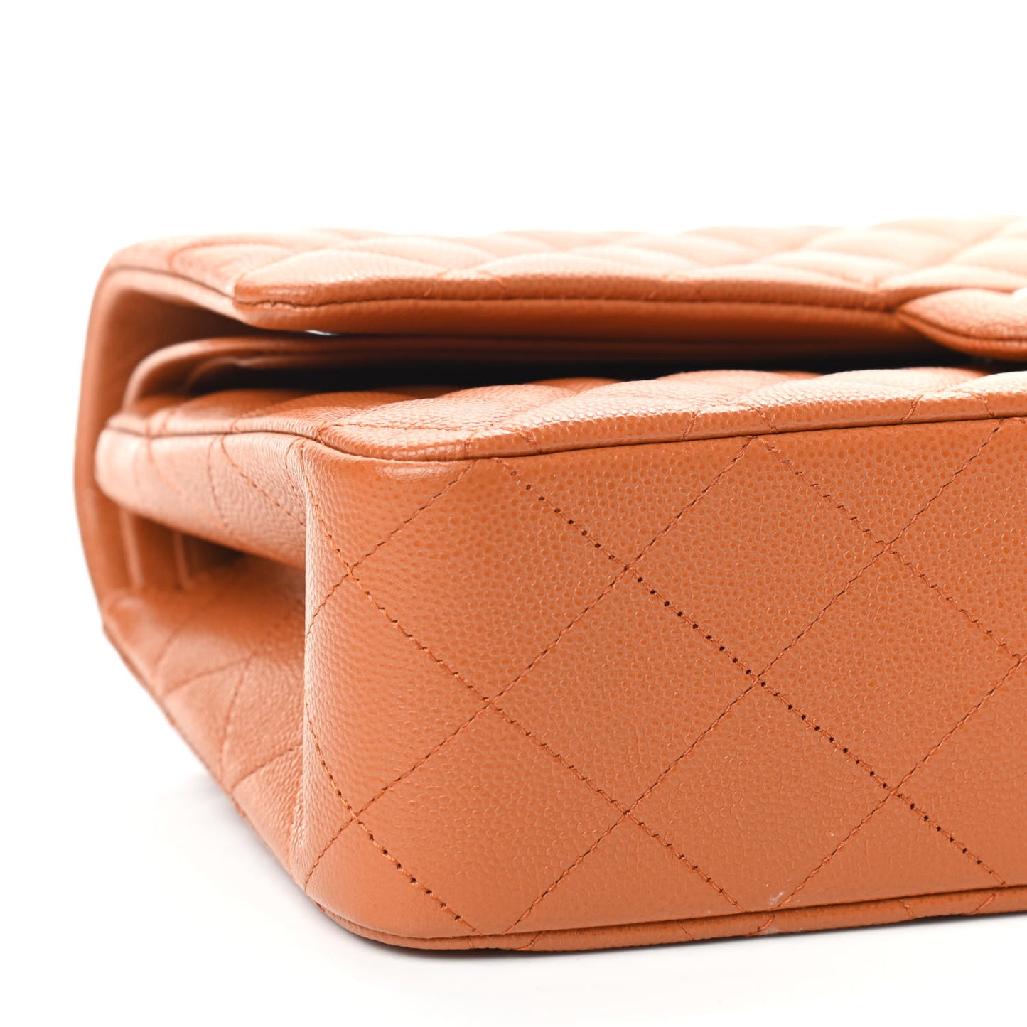 Caviar Quilted Medium Double Flap Light Brown