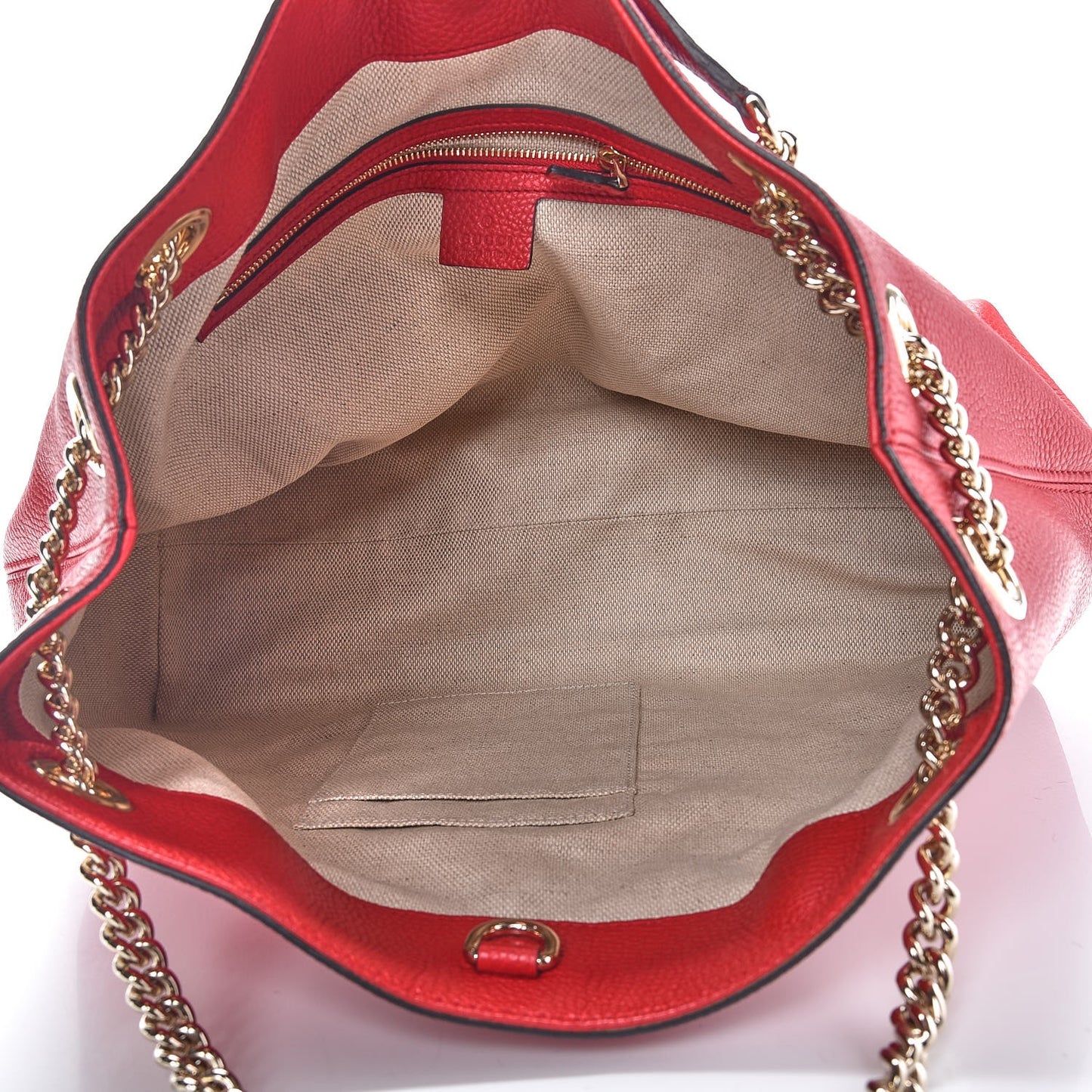 Pebbled Calfskin Medium Soho Chain Shoulder Bag Tabasco Red