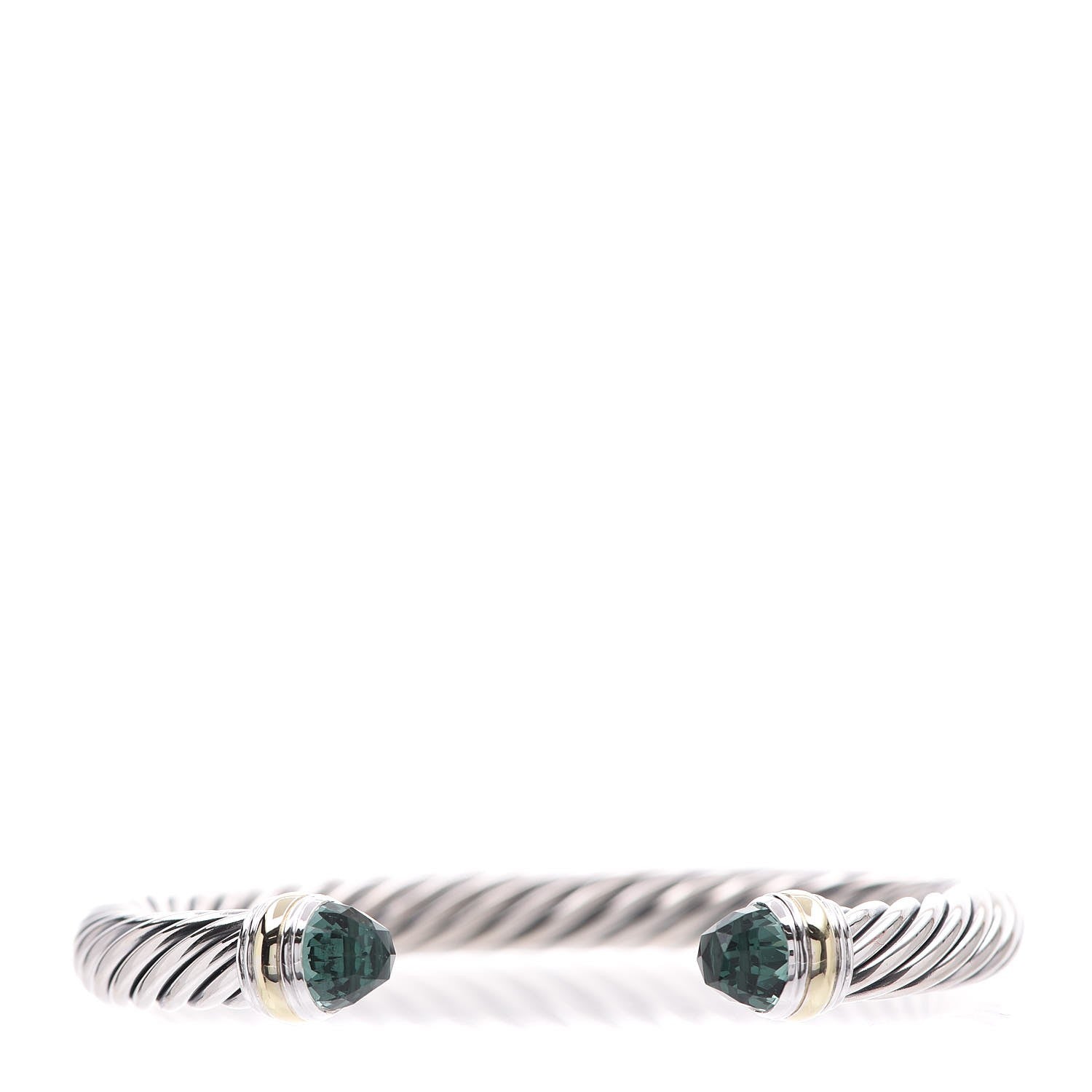 David Yurman Sterling Silver 14K Yellow Gold Prasiolite 7mm Cable Classics Bracelet 1 of 4