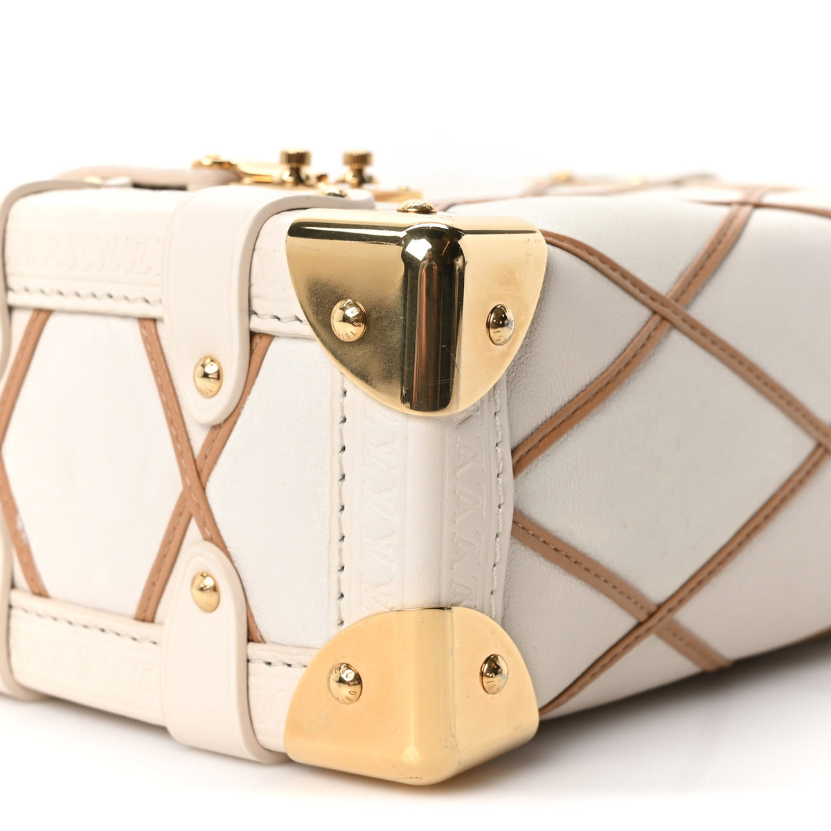 Louis Vuitton Lambskin Malletage Side Trunk PM Creme Noisette 8 of 9
