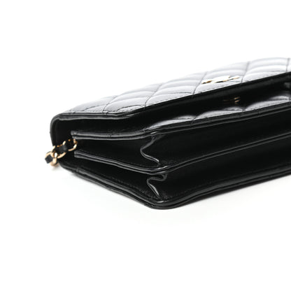 Chanel Lambskin Quilted Mini Camellia Bow Wallet On Chain WOC Black 8 of 10