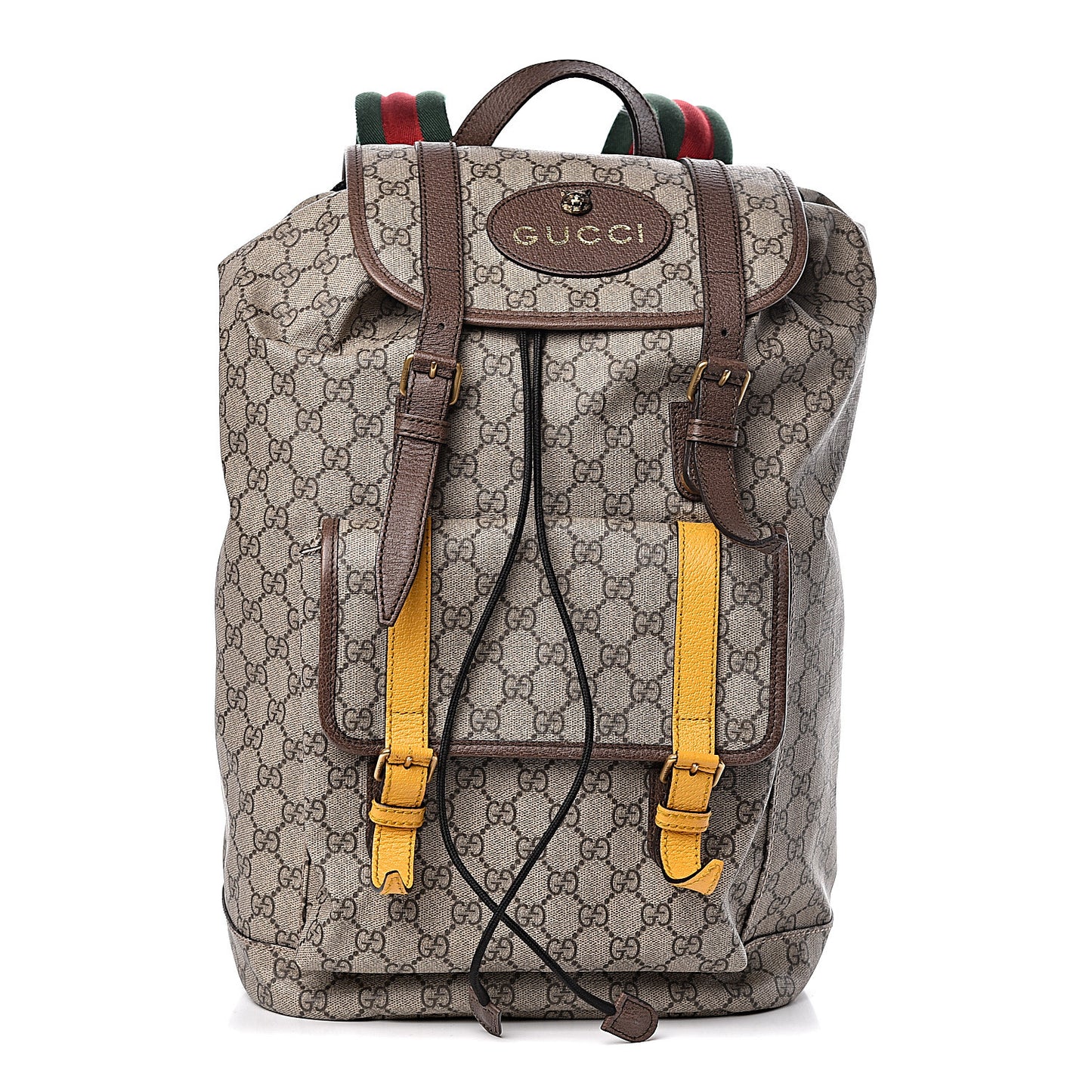 Soft GG Supreme Monogram Neo Vintage Double Buckle Backpack Beige New Acero Crop