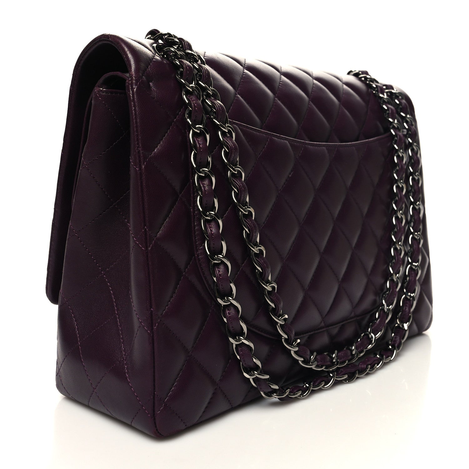Chanel Lambskin Quilted Maxi Double Flap Plum 3 of 13
