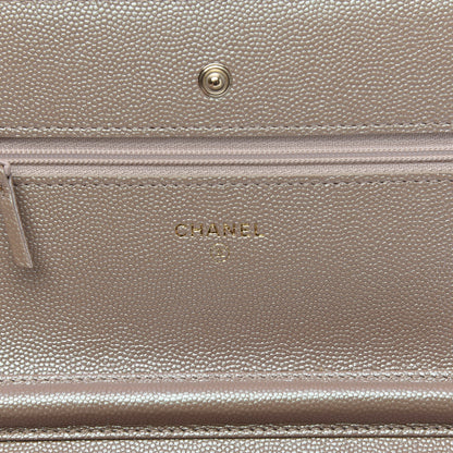 Chanel Iridescent Caviar Quilted Wallet On Chain WOC Beige 8 of 12