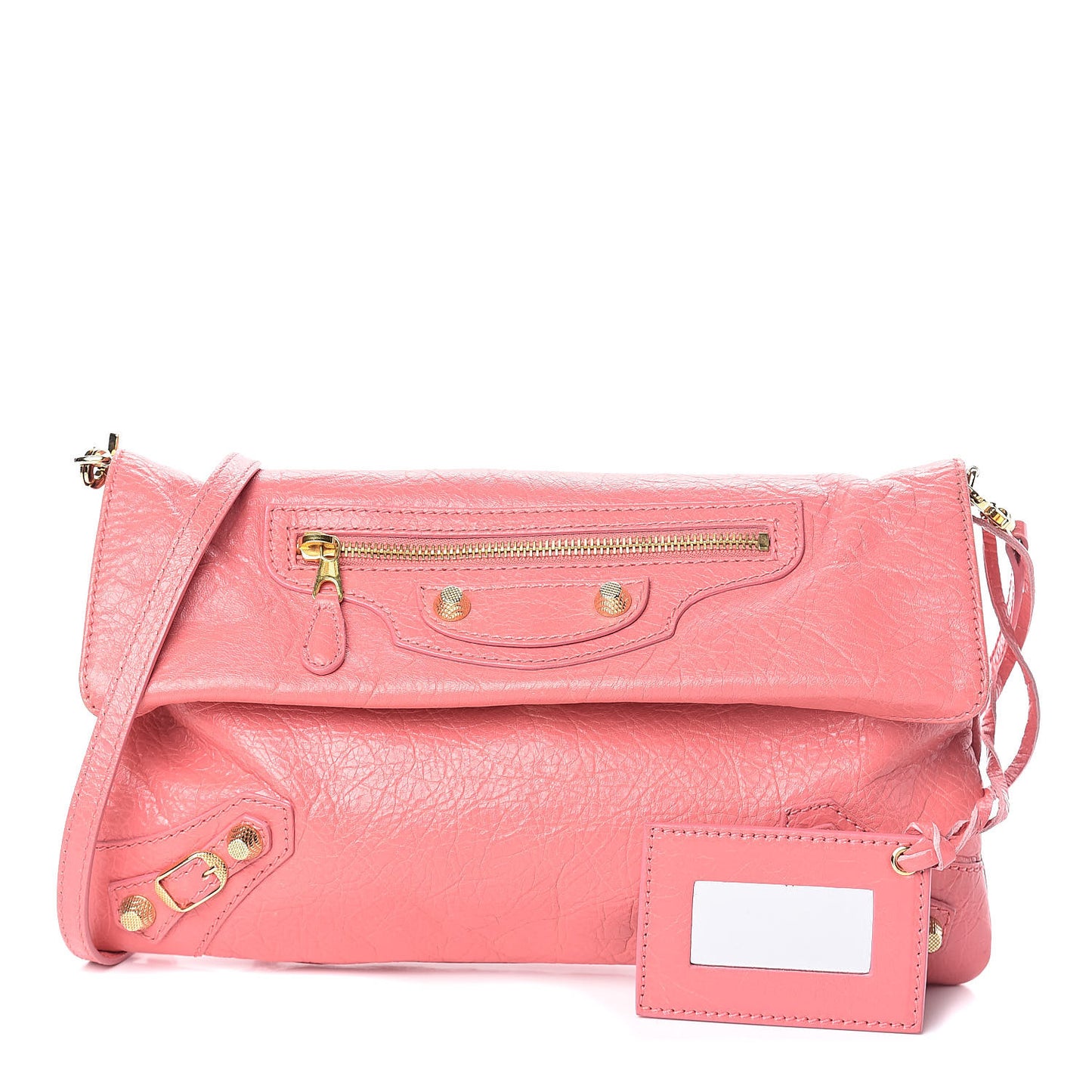 Agneau Giant 12 Gold Hardware Envelope Strap Clutch Rose Jaipur