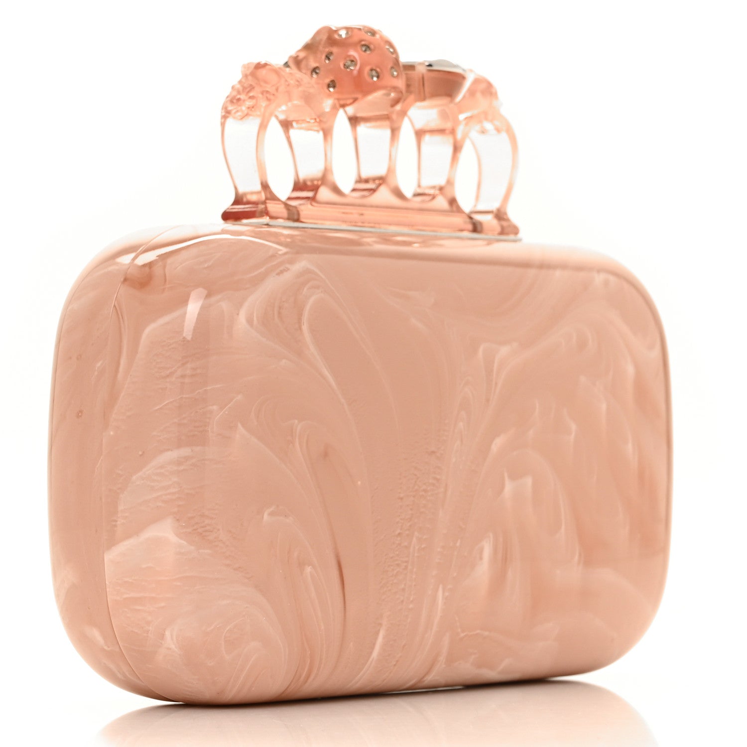 Alexander McQueen PVC Marble Skull Box Clutch Rose Pink 2 of 9
