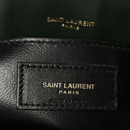 Saint Laurent Suede Calfskin Y Quilted Monogram Small Loulou Chain Satchel Green 7 of 11