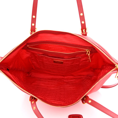Prada Tessuto Nylon Saffiano Tote Red 5 of 12