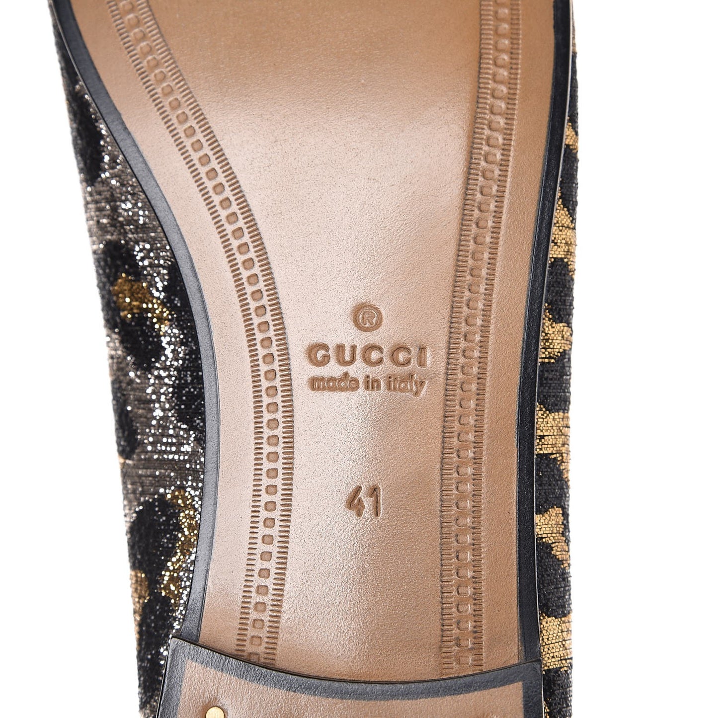 Jacquard Leopard Print Horsebit Jordaan Loafers 41 Gold