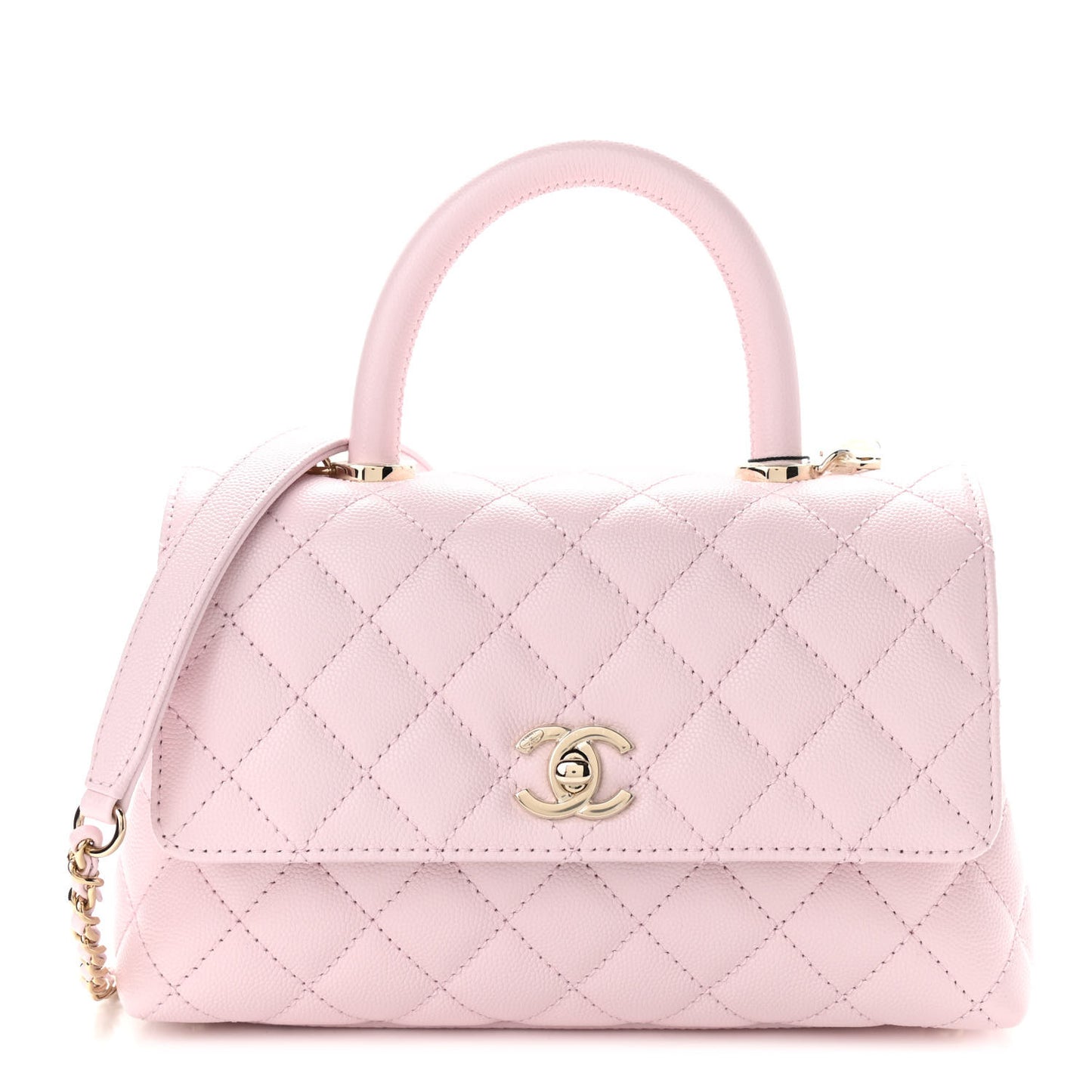 Caviar Quilted Mini Coco Handle Flap Light Pink