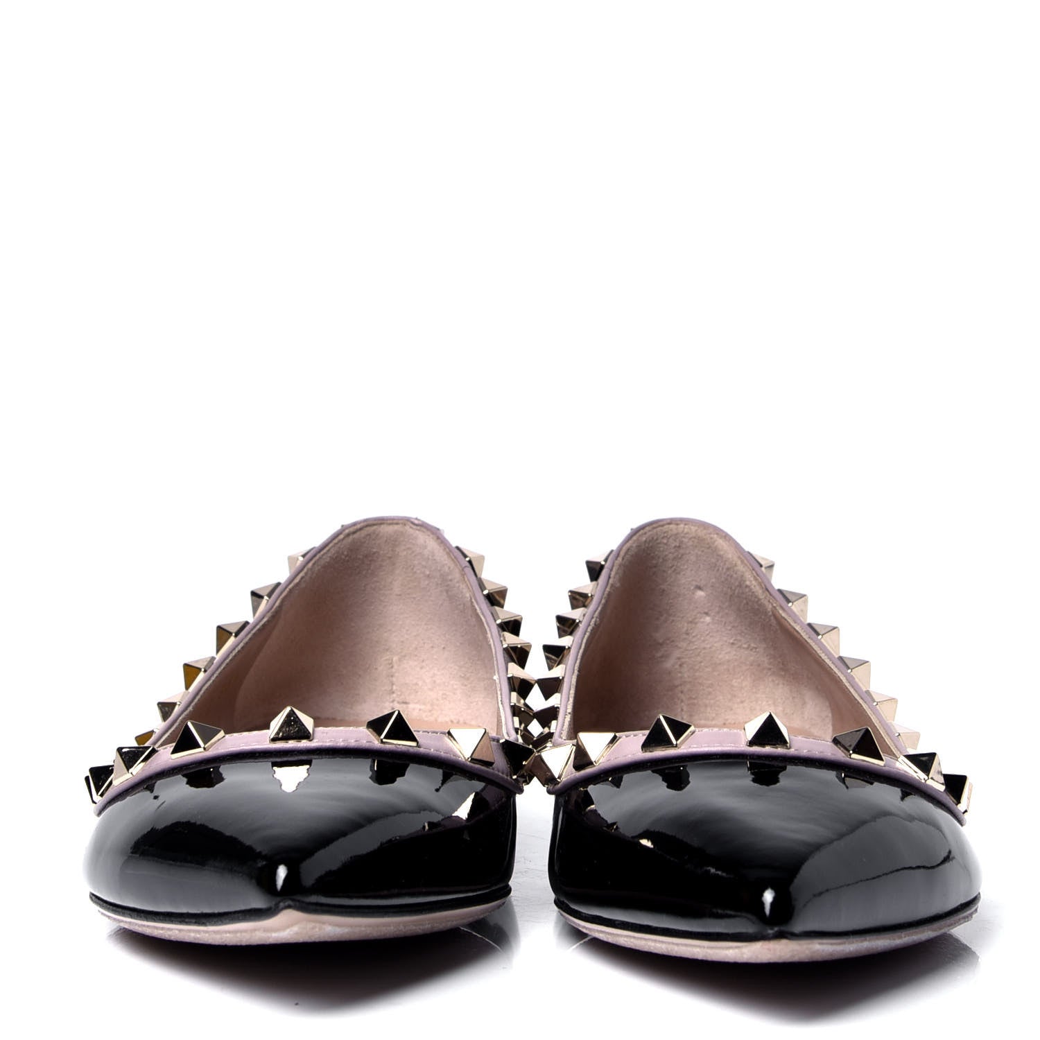 Valentino Garavani Patent Nappa Rockstud Ballerina Flats 36.5 Black Poudre 2 of 6