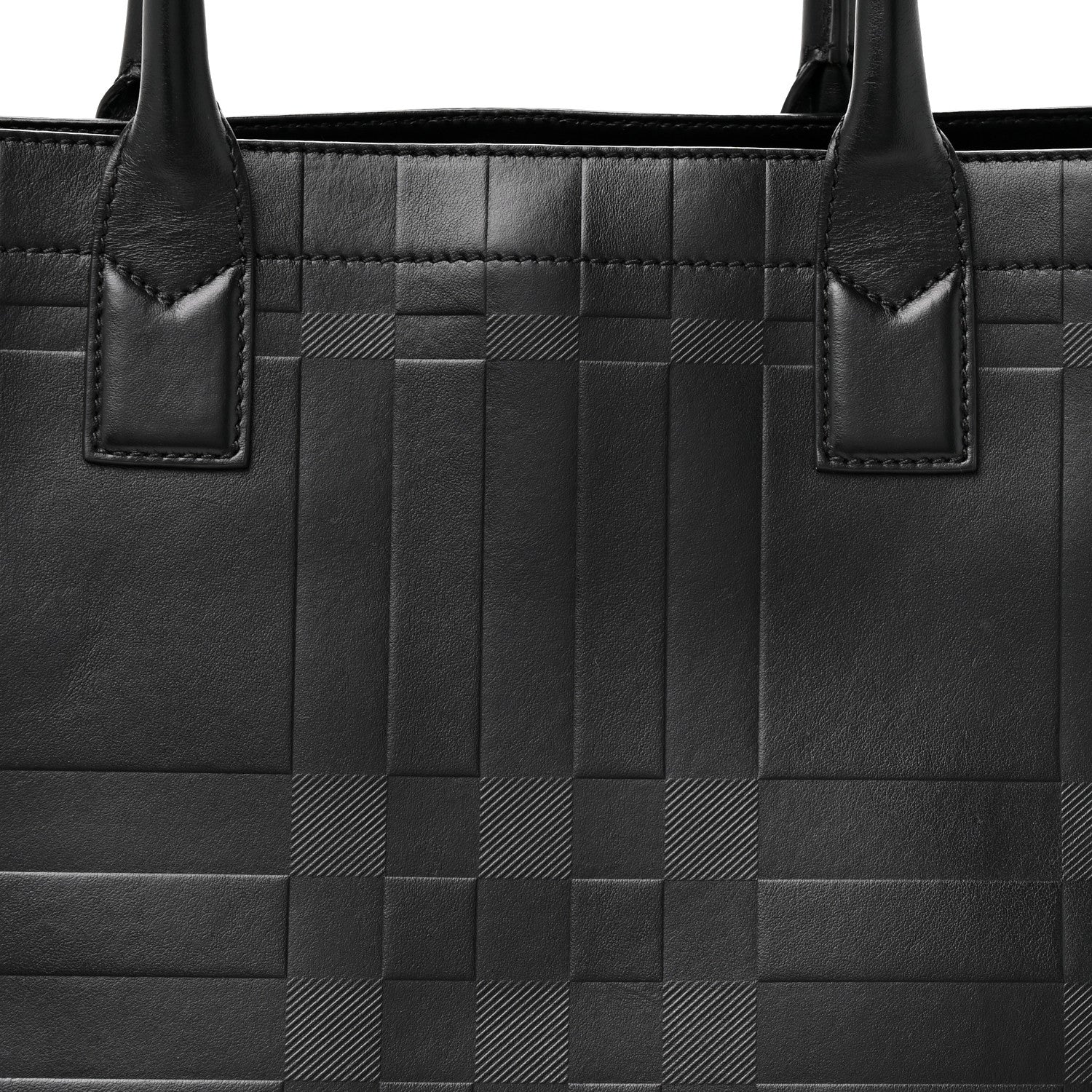 Burberry Calfskin Denny Check Embossed Tote Black 7 of 14