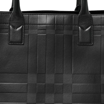 Burberry Calfskin Denny Check Embossed Tote Black 7 of 14