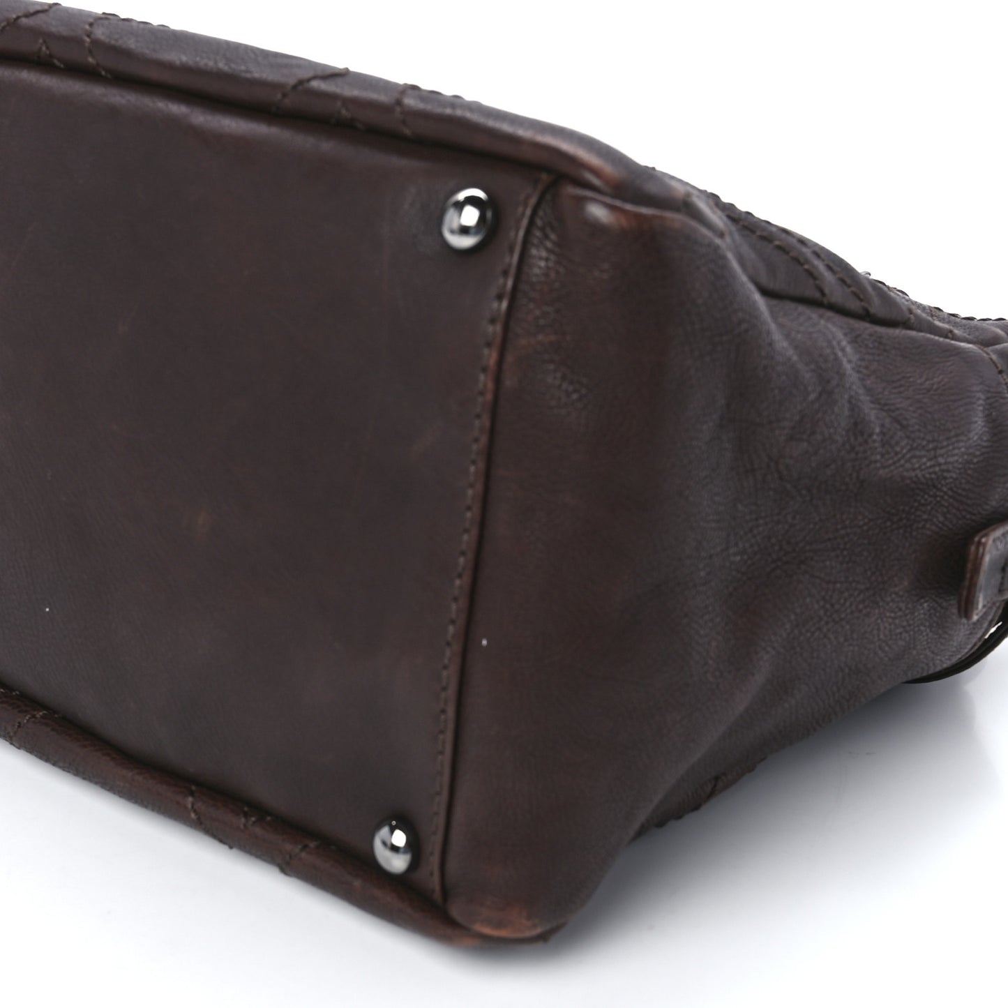 Calfskin Large Diamond Stitch Tote Brown