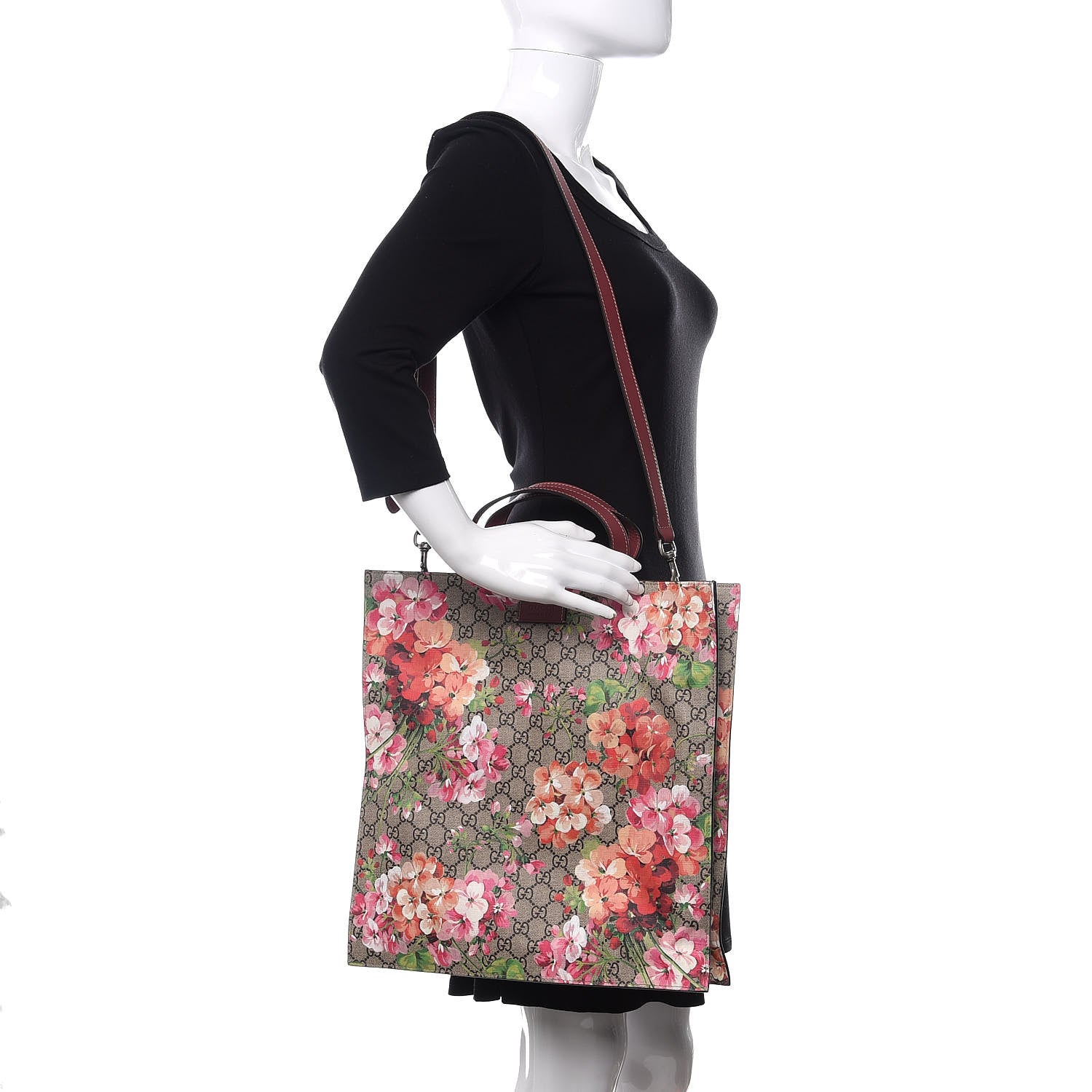 Gucci Soft GG Supreme Monogram Blooms Vertical Tote Beige Multicolor Dry Rose 2 of 13