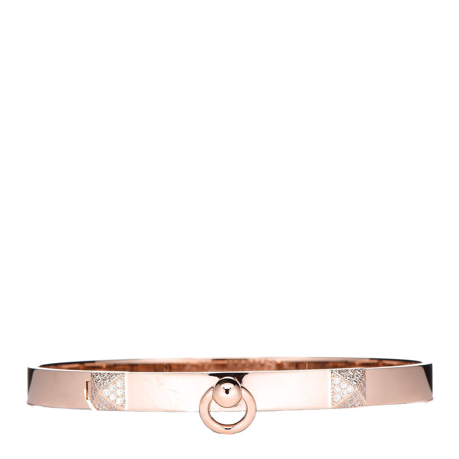 Hermes 18K Rose Gold Diamond PM Collier De Chien Bracelet XL 1 of 6