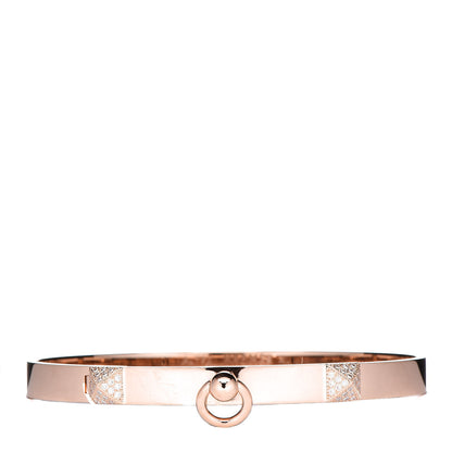 Hermes 18K Rose Gold Diamond PM Collier De Chien Bracelet XL 1 of 6