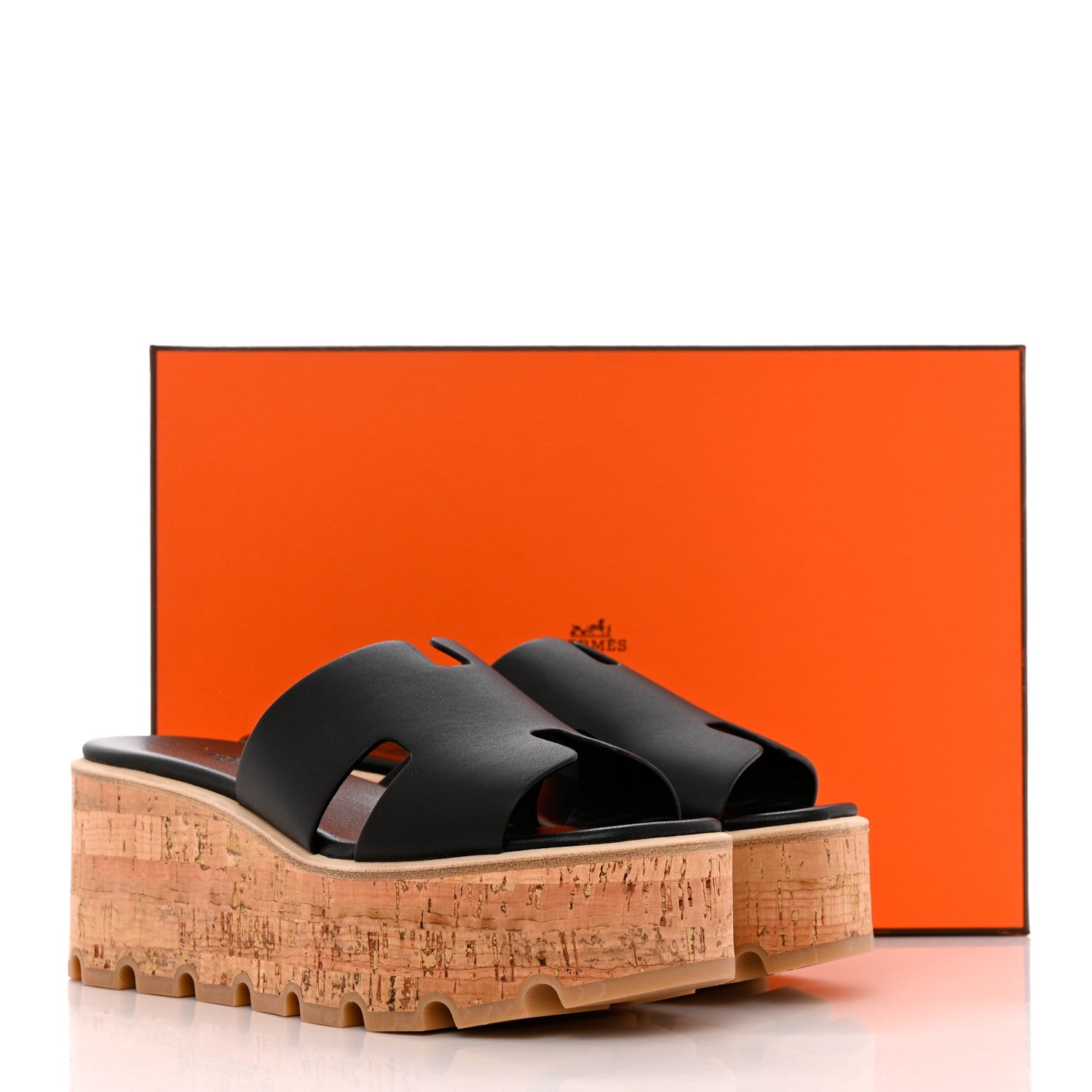 Hermes Calfskin Cork Eze 30 Sandals 35 Black 9 of 9