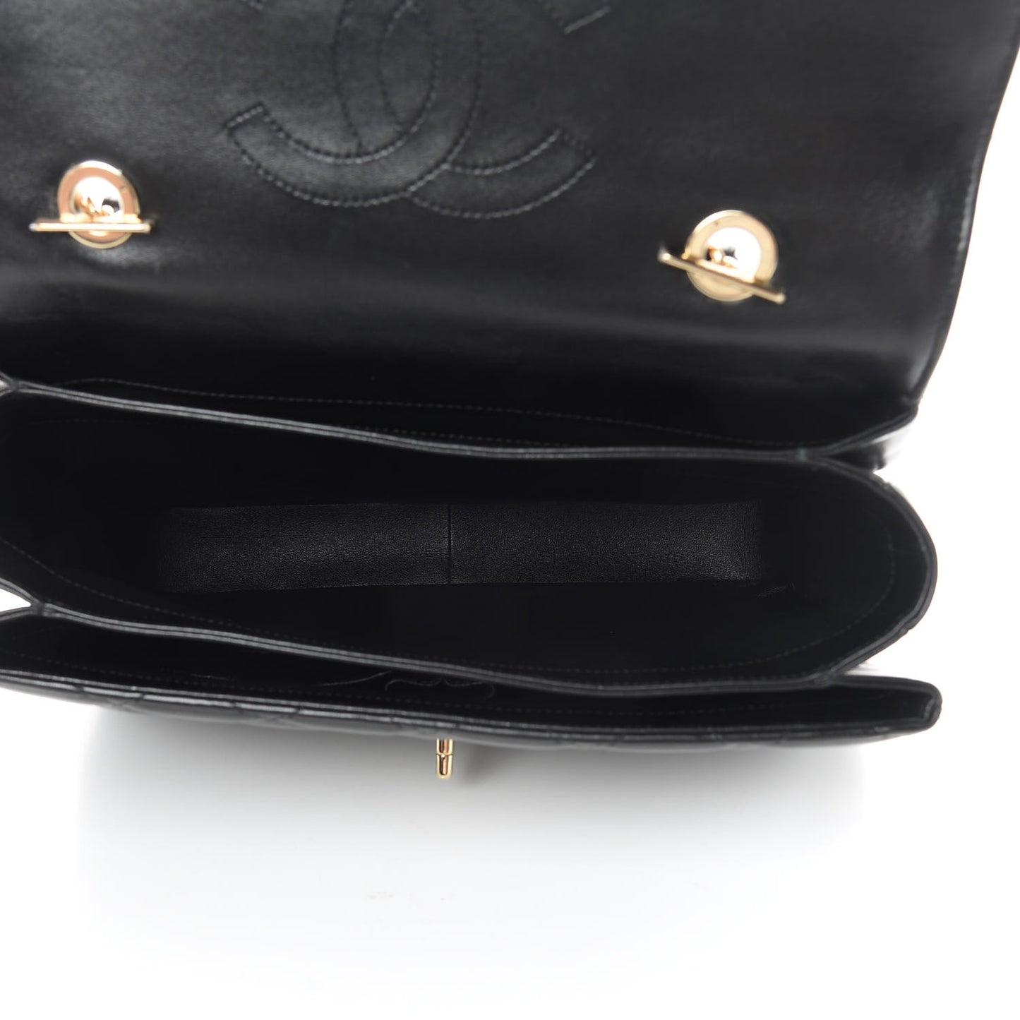 Lambskin Quilted Large Trendy CC Dual Handle Flap Bag Black
