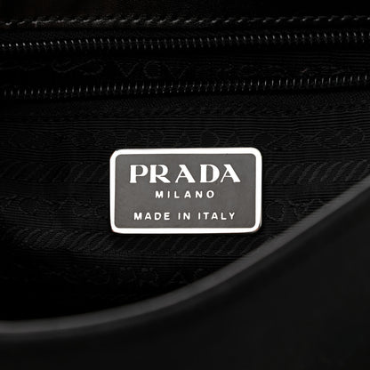 Prada Calfskin Nylon Shoulder Bag Black 6 of 10