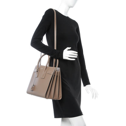 Saint Laurent Grained Calfskin Topstitch Small Sac De Jour Cognac 2 of 9