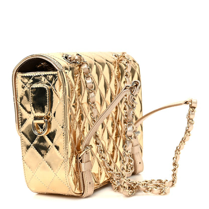Chanel Mirror Calfskin Metallic Calfskin Quilted Hollywood Boulevard Backpack With Coin Purse Gold 2 of 12