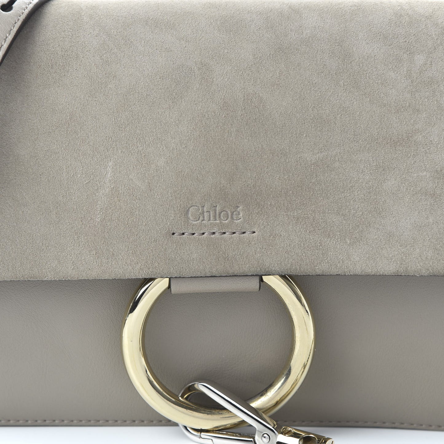 Suede Calfskin Small Faye Shoulder Bag Motty Grey