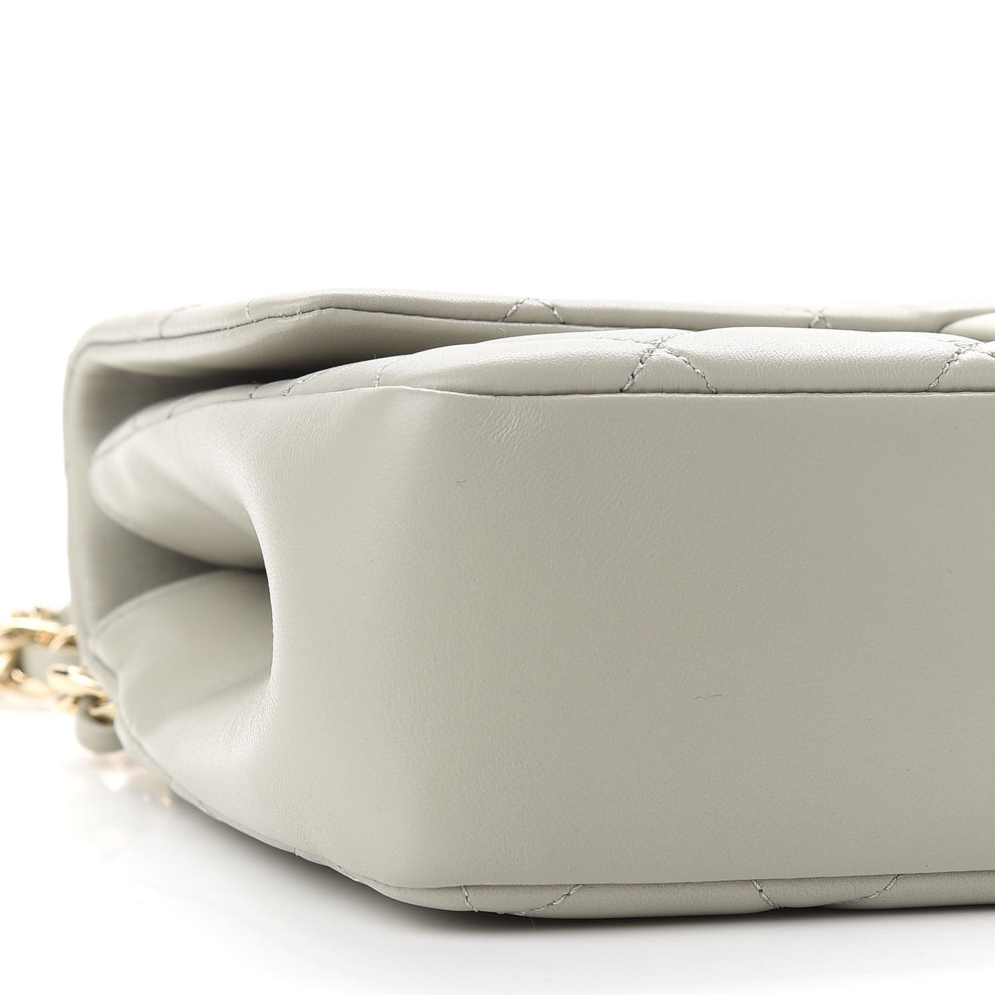Lambskin Quilted Resin Bi-Color Chain Flap Bag Grey