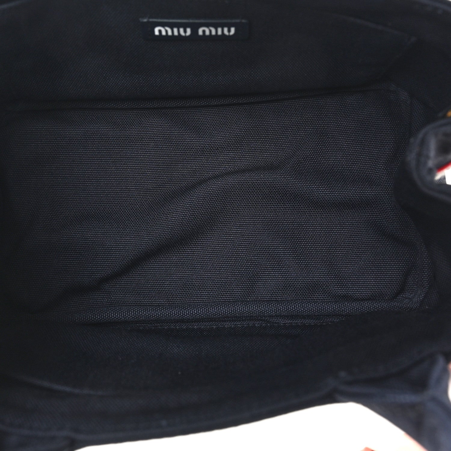 Miu Miu Canvas Logo Small Tote Baltico 5 of 9