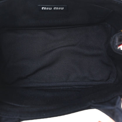 Miu Miu Canvas Logo Small Tote Baltico 5 of 9