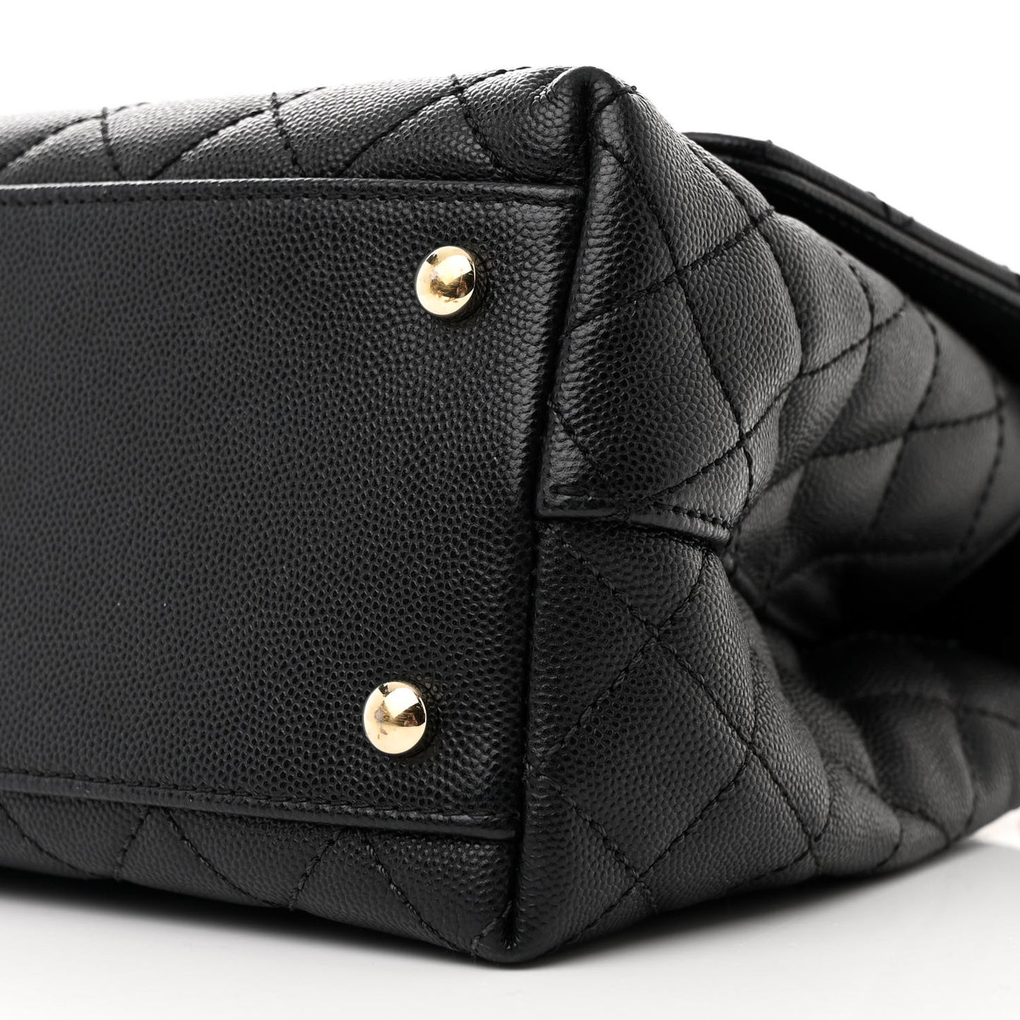 Caviar Quilted Small Coco Handle Flap Black