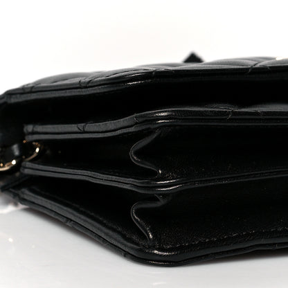Chanel Lambskin Quilted Mini Camellia Bow Wallet On Chain WOC Black 9 of 10