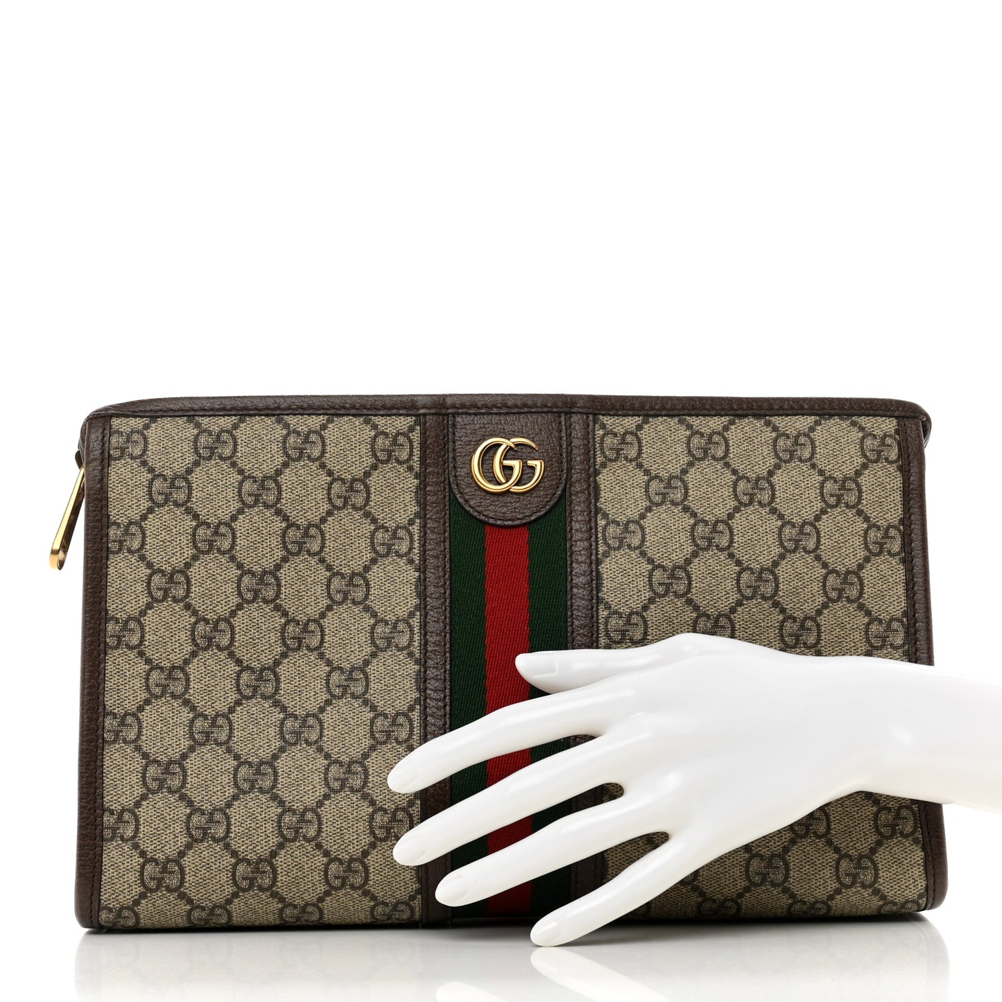 GG Supreme Monogram Web Ophidia GG Toiletry Case Beige New Acero