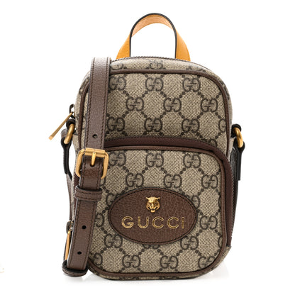 Gucci GG Supreme Monogram Mini Neo Vintage Double Zip Messenger Bag Beige New Acero Crop 1 of 10