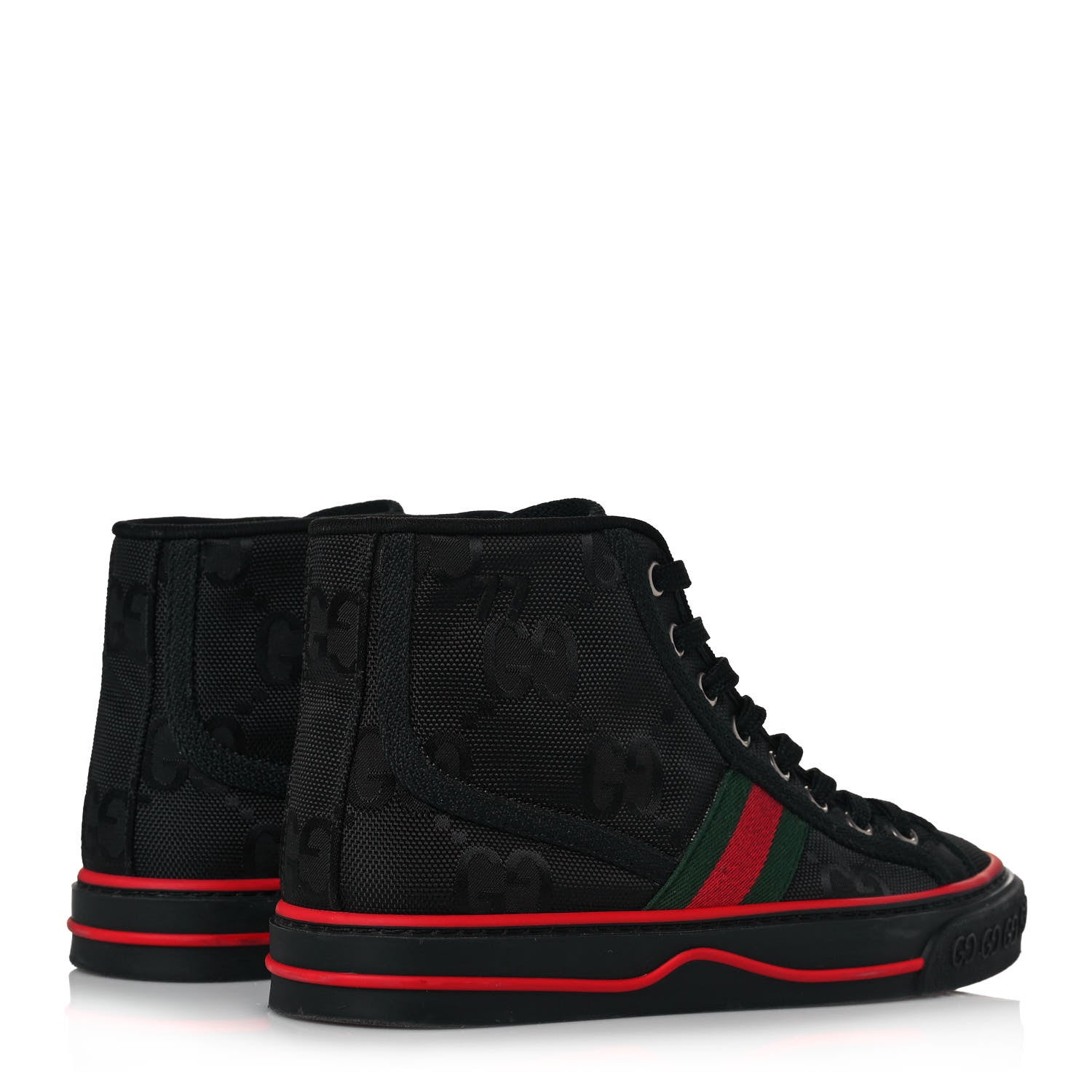 Gucci Econyl Nylon Web Monogram Off The Grid Womens 1977 Tennis High Top Sneakers 35.5 Black 4 of 7